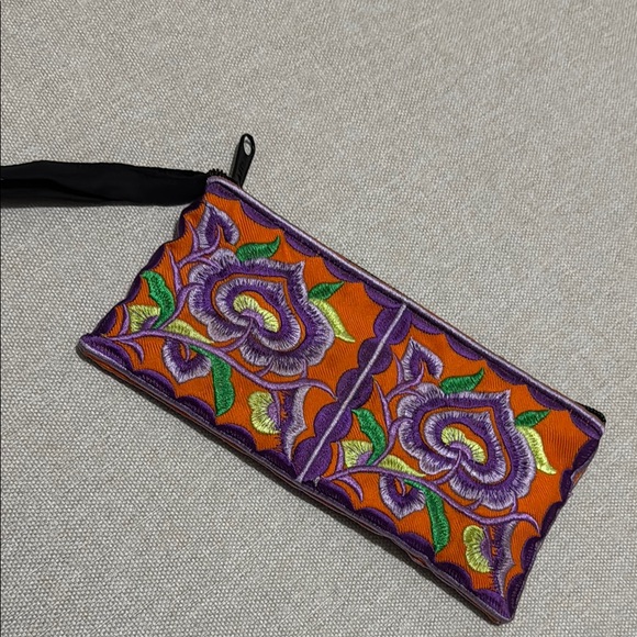 Handbags - Colorful Embroidered Zip Top Pouch-Like New